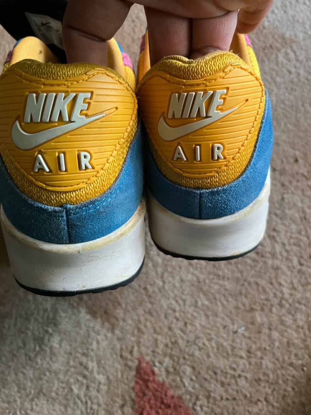 Nike Air Max 90 “Multi Color” Yellow Pink Blue Black Men’s Size 15 CJ0612-700 - Picture 5 of 6